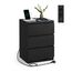 VASAGLE Kailyn Kollektion - Nachttisch mit Steckdosenleiste, Beistelltisch, 3 Schubladen, 2 AC-Steckdosen, 2 USB-A-Anschlüsse, modern, ebenholzschwarz LET631B56