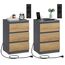 VASAGLE Kailyn Collection - Nachttisch mit Steckdosenleiste, 2er Set, Beistelltisch, 3 Schubladen, 2 AC-Steckdosen, 2 USB-A-Anschlüsse, modern, schiefergrau-naturbraun LET831G01