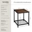 tectake® Beistelltisch Holz & Metall, Couchtisch mit Stauraum auf Zwei Ebenen, Kleiner Tisch 45,5 x 45,5 x 55,5 cm, Betttisch Deko Schlafzimmer, Couch Tisch, Industrial Dunkelbraun