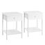 VASAGLE Nachttisch, 2er Set, Nachtkommode, Beistelltisch mit Schublade und Ablage, 40 x 40 x 55 cm, Schlafzimmer, Wohnzimmer, Stahlrahmen, einfacher Aufbau, mattweiß LET506W14