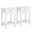 Yaheetech 2er Set Nachttisch Beistelltisch mit Schublade und Ablage Nachtkommode Moderner Telefontisch Cuchtisch aus MDF 40 x 30 x 61 cm, Weiß