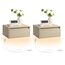 VASAGLE Nachttisch hängend 2er Set, Leuchte mit 3 Farben, schwebendes Wandregal, Schublade, 35 x 40 x 18 cm, modern, Wohnzimmer Schlafzimmer, naturbeige LET854N01