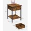 VASAGLE Nachttisch, Nachtkommode, Beistelltisch mit Schublade und Ablage, 40 x 40 x 55 cm, Schlafzimmer, Wohnzimmer, Stahlrahmen, einfacher Aufbau, vintagebraun-schwarz LET55BX