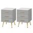 WOLTU 2er Set Nachttisch Nachtschrank für Boxspringbett, 3 Schubladen aus Massivholz, Kommode mit Schubladen Sideboard, einfache Montage, Höhe Tragfähigkeit, 40,5x41x60cm, Grau TS135gr-2