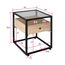 tectake® Nachttisch mit Glasplatte, 43 x 45 x 54,5 cm, Beistelltisch Couch, Deko Schlafzimmer Glastisch mit Ablage und Schublade - Industrial Holz hell, Eiche Sonoma