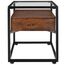 tectake® Nachttisch mit Glasplatte, 43 x 45 x 54,5 cm, Beistelltisch Couch, Deko Schlafzimmer Glastisch mit Ablage und Schublade - Industrial Dunkelbraun