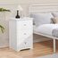 Yaheetech Nachtkommode mit 3 Schubladen moderner Nachttisch Nachtkonsole für Boxspringbett Nachtschrank für Schlafzimmer Wohnzimmer Weiß Holz