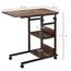 HOMCOM Beistelltisch Couchtisch mit Rollen, Höhenverstellbarer Schreibtisch mit 2 unteren Regalen, Sofatisch Laptoptisch, Betttisch, für Esszimmer Wohnzimmer, Metall, Rustikal-Braun, 80x40x72-82 cm