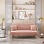 Yaheetech Polstersofa mit Armlehnen & Beine aus Metall Modernes Zweisitzer-Sofa mit 2 Lendenkissen Loveseat fürs fürs Wohnzimmer, Heimbüro Rosa