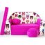 Pro Cosmo umwandelbares Kindersofa – perfekt zum Spielen und Schlafen – mit Abnehmbarer Matratze, Kissen und Pouf – 98x168x59 cm – leicht und einfach zusammenklappbar - H17 Rosa - Eulen