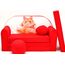 Pro Cosmo D37 Kinder Schlafsofa Futon mit Pouff/Fußhocker/Kissen, Stoff, rot, 168 x 98 x 60 cm