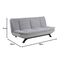 AC Design Furniture Jasper Bettcouch Hellgrau/Schwarz, Schlafsofa mit 3 Liegepositionen, Moderner 3-Sitzer Ohne Armlehne, Gepolstert mit schwarzen Metallbeinen, L: 196 x H: 91 x T: 98 cm