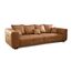 CAVADORE Big Sofa Mavericco / XXL Polstercouch im modernen Design in Lederoptik / Inklusive Rückenkissen und Zierkissen / 287 x 69 x 108 cm (BxHxT) / Mikrofaser Cognac