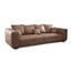 CAVADORE Big Sofa Mavericco / Braune Couch im modernen Design in Lederoptik / Inklusive Rückenkissen und Zierkissen / 287 x 69 x 108 cm (BxHxT) / Mikrofaser Braun