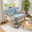 Dripex 2 Sitzer Sofa, Kleine Sofa mit Holzrahmen, Loungesofa 2er Couch, Modern und Skandinavisch, Doppelsofa aus Teddysamt, für Wohnzimmer Schlafzimmer Büro, 107x60x77cm, Hellblau