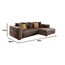 Cavadore Ecksofa Mavericco / Polster Eck-Couch mit Kissen in Antik-Leder-Optik und Holzfüßen / Longchair rechts / 285 x 69 x 170 / Mikrofaser Braun
