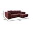 Cavadore Ecksofa Mavericco / XXL Eckcouch Inkl. Rückenkissen und Zierkissen / Longchair rechts / Industrial Style / 285 x 69 x 170 (BxHxT) / Mikrofaser Rot (bordeaux)