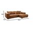 Cavadore Ecksofa Mavericco / XXL Eckcouch Inkl. Rückenkissen und Zierkissen / Longchair rechts / Industrial Style / 285 x 69 x 170 (BxHxT) / Mikrofaser Cognac