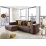 Cavadore Ecksofa Mavericco / Polster Eck-Couch mit Kissen / In Antik-Leder-Optik mit nussbaumfarbenen Holzfüßen / Longchair links / Größe: 285 x 69 x 170 (BxHxT) / Mikrofaser Braun
