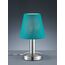 Trio Leuchten Tischleuchte Mats 599600119, Metall Nickel matt, Stoffschirm türkis, exkl. 1xE14, 4-fach Touch