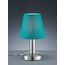 Trio Leuchten Tischleuchte Mats II 599700119, Metall Nickel matt, Stoffschirm türkis, exkl. 1x E14, On/Off Touch, Schirm Türkis