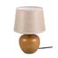 Reality Leuchten Tischleuchte Luxor R50621035, Keramik holzfarbig, Schirm Stoff Beige, exkl. 1x E27