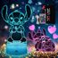 Eygerur 2 Stück Stitch Lampe, Stich Geschenke, 3D LED Illusion 16 Farben Stich Nachtlicht USB Smart Touch Fernbedienung Tischlampe Stitch Licht für Kinderzimmer Dekoration Urlaub Geschenke