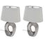 Reality Leuchten Taba R50511089 Tischleuchte, Keramik, Stoffschirm Weiß/Silberfarbig, Höhe 33cm (Packung mit 2)