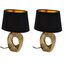 Reality Leuchten Taba R50511079 Tischleuchte, Keramik, Stoffschirm Schwarz/Goldfarbig, Höhe 33cm (Packung mit 2)