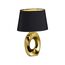Reality Leuchten Taba R50511079 Tischleuchte, Keramik, Stoffschirm Schwarz/Goldfarbig, Höhe 33cm