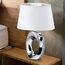 Reality Leuchten Taba R50511089 Tischleuchte, Keramik, Stoffschirm Weiß/Silberfarbig, Höhe 33cm