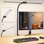 KableRika Doppelkopf Schreibtischlampe LED Dimmbar, helle Schreibtischlampe Klemmbar für Homeoffice, Augenschutz schwanenhals lampe mit 4 Farbmodi & Helligkeit, moderne Büro Tischlampe für Monitor