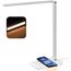 Schreibtischlampe, LED-Tischlampe mit kabellosem Qi-Ladegerät, 10 W, USB-Ladefunktion, 1200 Lux LED-Schreibtischlampe, dimmbar, Leselampe, Nachtlicht, Speicherfunktion, empfindliche Steuerung, 6000 K,