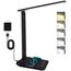 Jumoking Schreibtischlampe LED Dimmbar Augenschutz,Desk Lamp mit 5 Farben und 5 Helligkeitsstufen,Tischlampemit USB Ladeanschluss Touch Steuerung für Kinder, Schlafzimmer, Lektüre, Büros (Black Pro)