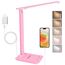 Jumoking Schreibtischlampe LED Dimmbar Augenschutz,Desk Lamp mit 5 Farben und 5 Helligkeitsstufen,Tischlampemit USB Ladeanschluss Touch Steuerung für Kinder, Schlafzimmer, Lektüre, Büros (Pink)