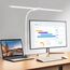 Schreibtischlampe LED Dimmbar, 1200 Lumen Doppelkopf Schreibtischlampe Klemmbar für Homeoffice, Augenschutz Schwanenhals Büro Tischlampe, Monitor Lampe Schwarz mit 5 Farbtemperatur-Helligkeitsstufen