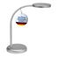 MAUL Schreibtischlampe LED MAULjoy | Kleine Schreibtischlampe mit Standfuß | Moderne Tischlampe für Schreibtisch, Büro | Flexible LED Lampe mit 3000K warmweißem LED Licht | Silber