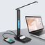 Schreibtischlampe LED Dimmable mit Uhr Desk Lamp 3 Colours und 5 Brightness Levels Eye-Friendly Bedside Lamp Kabellosem Laden und USB-Anschluss Smartphone Nachttischlampe Wireless Charger Tischleuchte