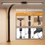 SIBRILLE Schreibtischlampe LED, Doppelkopf Schreibtischlampe Dimmbar, Klemmbar Desk Lamp für Büro, Augenschutz Monitor Lampe Tageslichtlampe, PC Lampe Tischlampe mit Schwanenhals, Schwarz