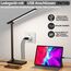 Schreibtischlampe, Chesbung LED Schreibtischlampe, dimmbare Tischleuchte, 5 Farb- und 5 Helligkeitsstufen, Touch-Bedienung, faltbar, mit USB-Ladeanschluss und Augenschutz (Schwarz - Mit USB Ladegerät)