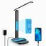 Schreibtischlampe LED Dimmable mit Uhr Desk Lamp 3 Colours und 5 Brightness Levels Eye-Friendly Bedside Lamp Kabellosem Laden und USB-Anschluss Smartphone Nachttischlampe Wireless Charger Tischleuchte