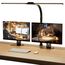 SIBRILLE Schreibtischlampe LED, Doppelkopf Schreibtischlampe Dimmbar, Klemmbar Desk Lamp für Büro, Augenschutz Monitor Lampe Tageslichtlampe, PC Lampe Tischlampe mit Schwanenhals, Schwarz