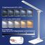 Chesbung Schreibtischlampe, LED Schreibtischlampe, dimmbare Tischleuchte, 5 Farb- und 5 Helligkeitsstufen, Touch-Bedienung, Faltbar, mit USB-Ladeanschluss und Augenschutz (Silber - Mit USB Ladegerät)