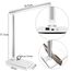 Qualore Schreibtischlampe, LED Tischlampe Dimmbar mit 5 Helligkeitsstufen 5 Farb, USB Anschluss, Auto Timer, Touchpanel, Memory-Funktion, Augenfreundliche Nachttischlampe für Kinder Mädchen