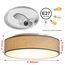 Zedelmaier Deckenlampe Stoff Rund E27x1 max.40W Deckenleuchte mit Stoff-LampenschirmWohnzimmer Schlafzimmer Kinderzimmer Flur Lampe Decke (Taupe,Ø30x12,5cm)
