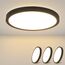 ZMH Deckenlampe LED Deckenleuchte Flach - 3ER Schlafzimmerlampe Ø23cm Küchenlampe Schwarz 18W Schlafzimmer Deckenbeleuchtung Badezimmerlampe IP44 Badlampe Rund Flurlampe Warmweiß für Badezimmer Flur