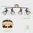Kimjo LED Deckenstrahler 4 Flammig - LED Deckenleuchte E14 4 Flammig Schwarz Deckenlampe Holz - Schlafzimmer Deckenleuchte Küche Lampe Decke Wohnzimmerlampe - Spotleuchte Nein Leuchtmittel