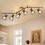 Kimjo Led Deckenstrahler 6 Flammig - Deckenleuchte Strahler E14 Schwenkbar - Leuchte Wohnzimmer Lampen Esszimmer Deckenlampe Schwarz 6 Flammig - Küchenlampen Decke Holz Deckenspot Ohne Leuchtmittel