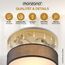 Monzana® Deckenlampe Stoff Wohnzimmer Schlafzimmer E27 Grau 38cm Rund 2-Flammig 40W Lampe Flur Küche Deckenstrahler Deckenleuchte Stoffdeckenlampe
