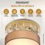 Monzana® Deckenlampe Stoff Wohnzimmer Schlafzimmer E27 Taupe 38cm Rund 2-Flammig 40W Lampe Flur Küche Deckenstrahler Deckenleuchte Stoffdeckenlampe